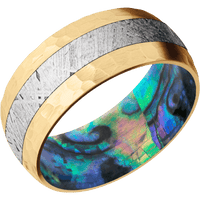 14K Yellow Gold + Hammer Finish + Abalone