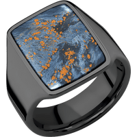 Large Rectangle signet ring (20x14.5mm) in Zirconium, with a Wide style band, a Pietersite inlay.
