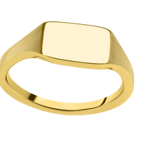 Small Horizontal Rectangle signet ring (12x9mm) in 14K Yellow Gold, with a Thin style band.