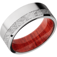 14K White Gold + Bead , Polish Finish + Red Heart