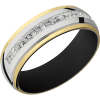 14K White Gold + Polish , Polish Finish + Black