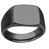 Medium Cushion signet ring (14x14mm) in Zirconium, with a Wide style band.