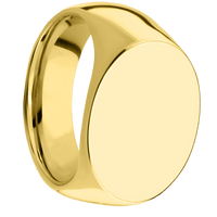 Large Horizontal Oval signet ring (20x16mm) in 18K Yellow Gold, with a Wide style band.