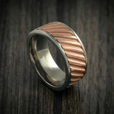 Copper Inlay Spinner Unique Titanium Men's Band Custom Made
