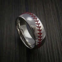 Titanium Baseball Ring with Polish Finish