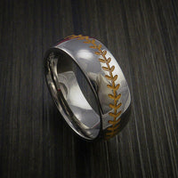 Titanium Baseball Ring with Polish Finish