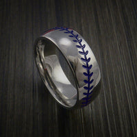 Titanium Baseball Ring with Polish Finish