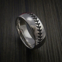 Titanium Baseball Ring with Polish Finish