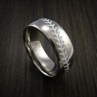 Titanium Baseball Ring with Polish Finish