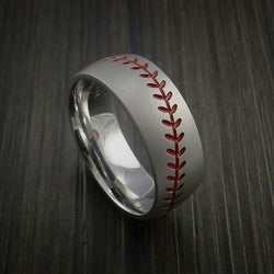 Titanium Baseball Ring with Bead Blast Finish