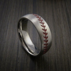 Titanium Baseball Ring with Satin Finish