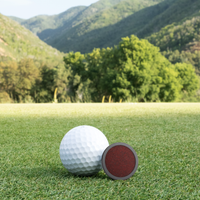 Black Titanium Golf Ball Marker with Coral Inlay