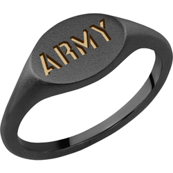 Army Custom Collegiate Black Zirconium Signet Ring