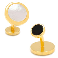Double Sided Gold Mother of Pearl Round Beveled Cufflinks