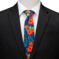 Tropical Hibiscus Men's Navy Tie