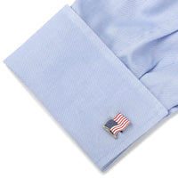 American Waving Flag Cufflinks and Tie Bar Gift Set