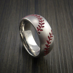 Cobalt Chrome Double Stitch Baseball Ring with Bead Blast Finish