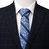 DC Batman Stripe Multi Emblem Blue Men's Tie