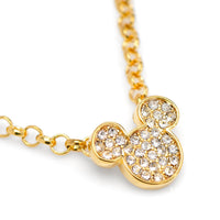 Disney Mickey Mouse Gold Crystal Chain Tie Bar