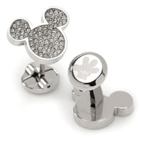 Disney Mickey Mouse Stainless Steel White Pave Crystal Cufflinks