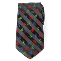 Disney Mickey and Friends Multi Black Stripe Men's Tie