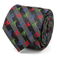 Disney Mickey and Friends Multi Black Stripe Men's Tie