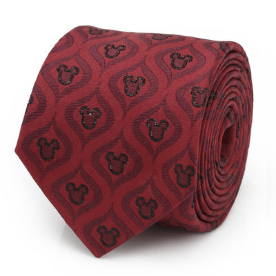 Disney Mickey Mouse Holiday Metallic Black Silk Men's Tie