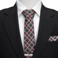 Disney Mickey Mouse Holiday Gray Plaid Silk Men's Tie