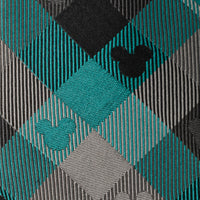Disney Mickey Mouse Silhouette Teal Plaid Men's Tie