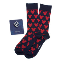 Disney Mickey Mouse Silhouette Blue Sock and Mickey Blue Lapel Pin Gift Set