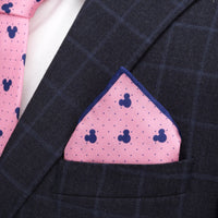 Disney Mickey Mouse Dot Pink Tie and Pocket Square Gift Set