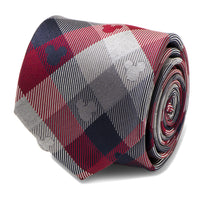 Disney Mickey Mouse Red and Blue Plaid Men's Tie