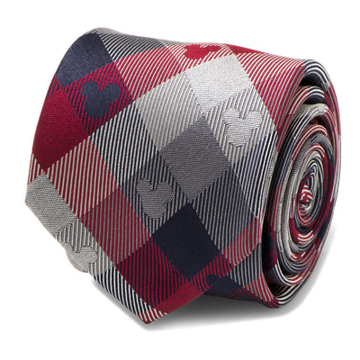 Disney Mickey Mouse Red and Blue Plaid Men's Tie
