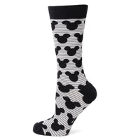 Disney Mickey Mouse Stripe Gray Sock and Mickey Blue Lapel Pin Gift Set