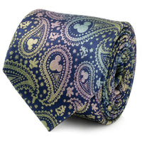 Disney Mickey Mouse Silhouette Iridescent Paisley Navy Tie