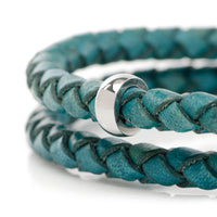 Disney Mickey Mouse Silhouette Teal Leather Wrap Bracelet