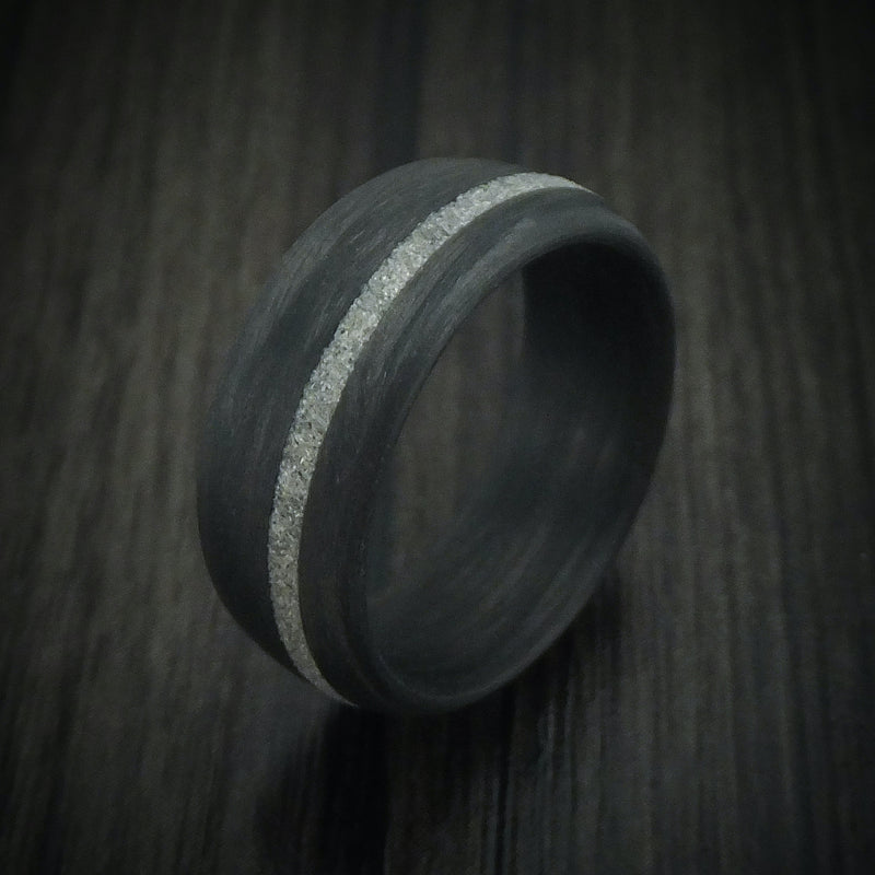 Carbon Fiber And Diamond Inlay Men's Ring Custom Made