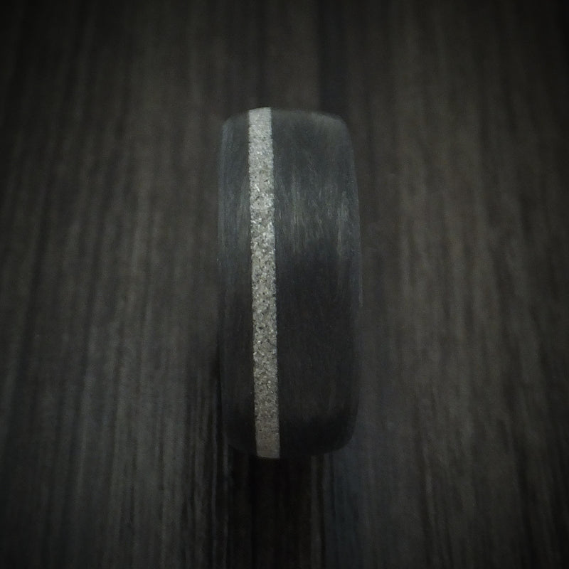 Carbon Fiber And Diamond Inlay Men's Ring Custom Made