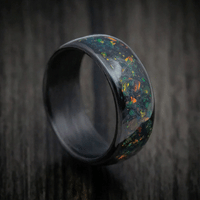Carbon Fiber and Opal Men's Ring with Glow Custom Made Band