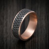 14K Gold and Tantalum Fish Scale Pattern Textured Ring