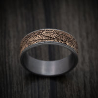 Tantalum and 14K Gold Feather Pattern Ring