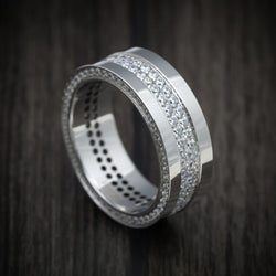 14K Gold Men's Ring with Eternity Lab Diamonds Custom Made Band