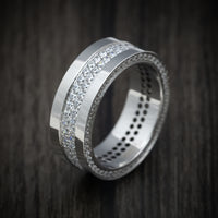14K Gold Men's Ring with Eternity Lab Diamonds and Side Diamonds Custom Made Band