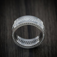14K Gold Men's Ring with Eternity Lab Diamonds and Side Diamonds Custom Made Band
