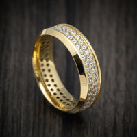 14K Gold Men's Ring with Eternity Lab Diamonds Custom Made Band