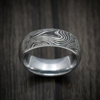 Tungsten Men's Ring with Damascus Pattern Custom Made Band