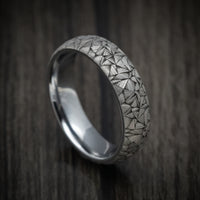 Tungsten Men's Ring with Geometric Pattern Custom Made Band