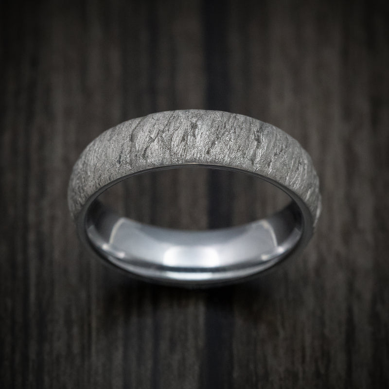 Tungsten Men's Ring with Rock Texture Custom Made Band
