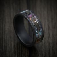 Black Ceramic Men's Ring with Galaxy Cerakote and Meteorite Flake Inlay