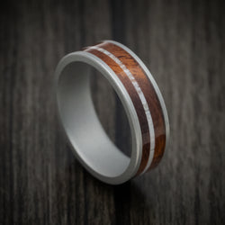 Cobalt Chrome Men's Ring with Wood and Antler Inlays